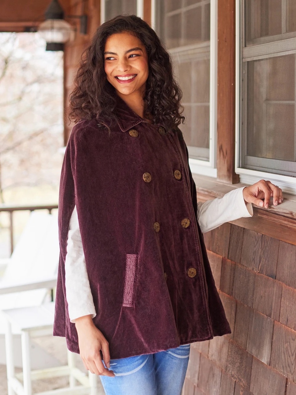 April Cornell Velvet Cape in Plum